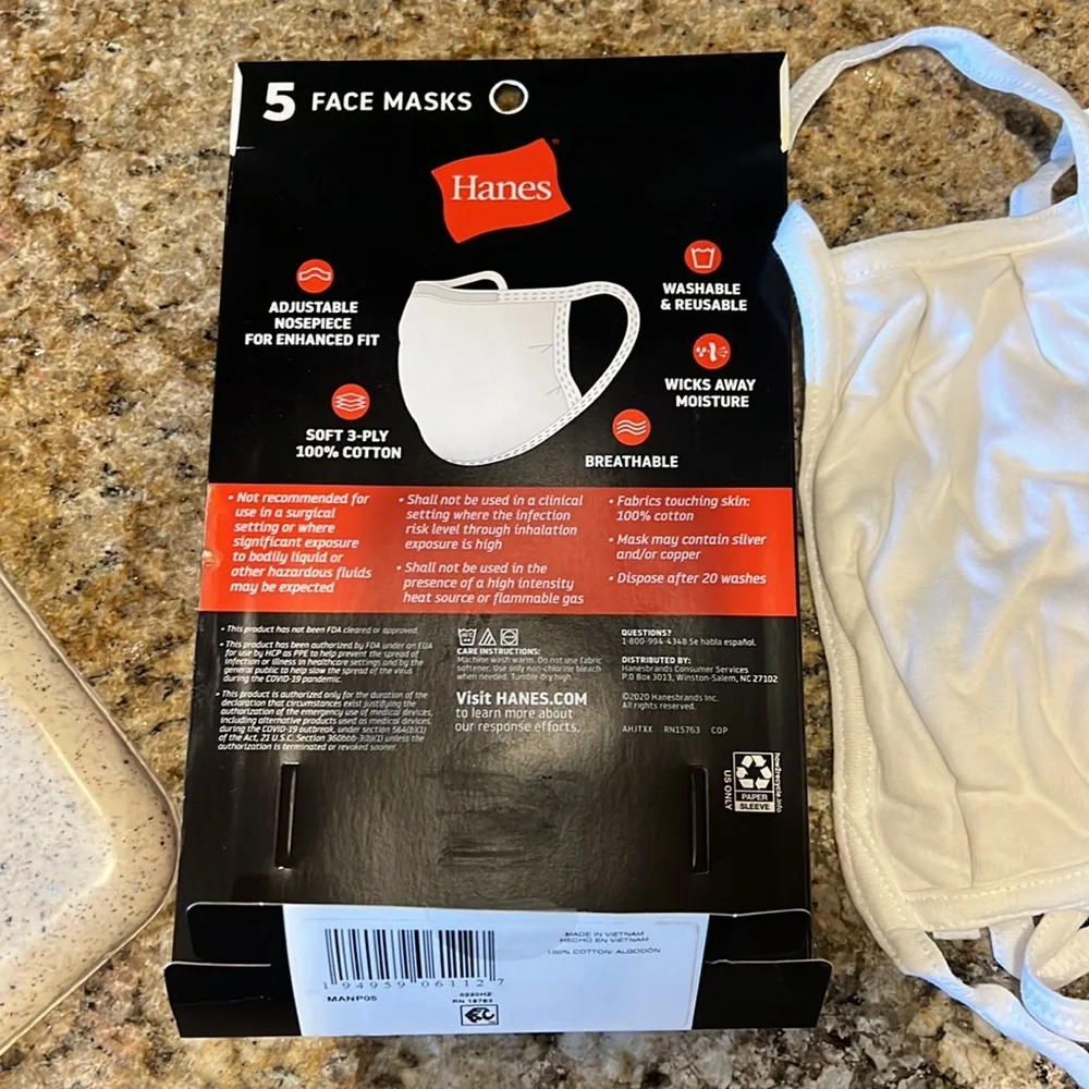 3 UNUSED cotton face masks